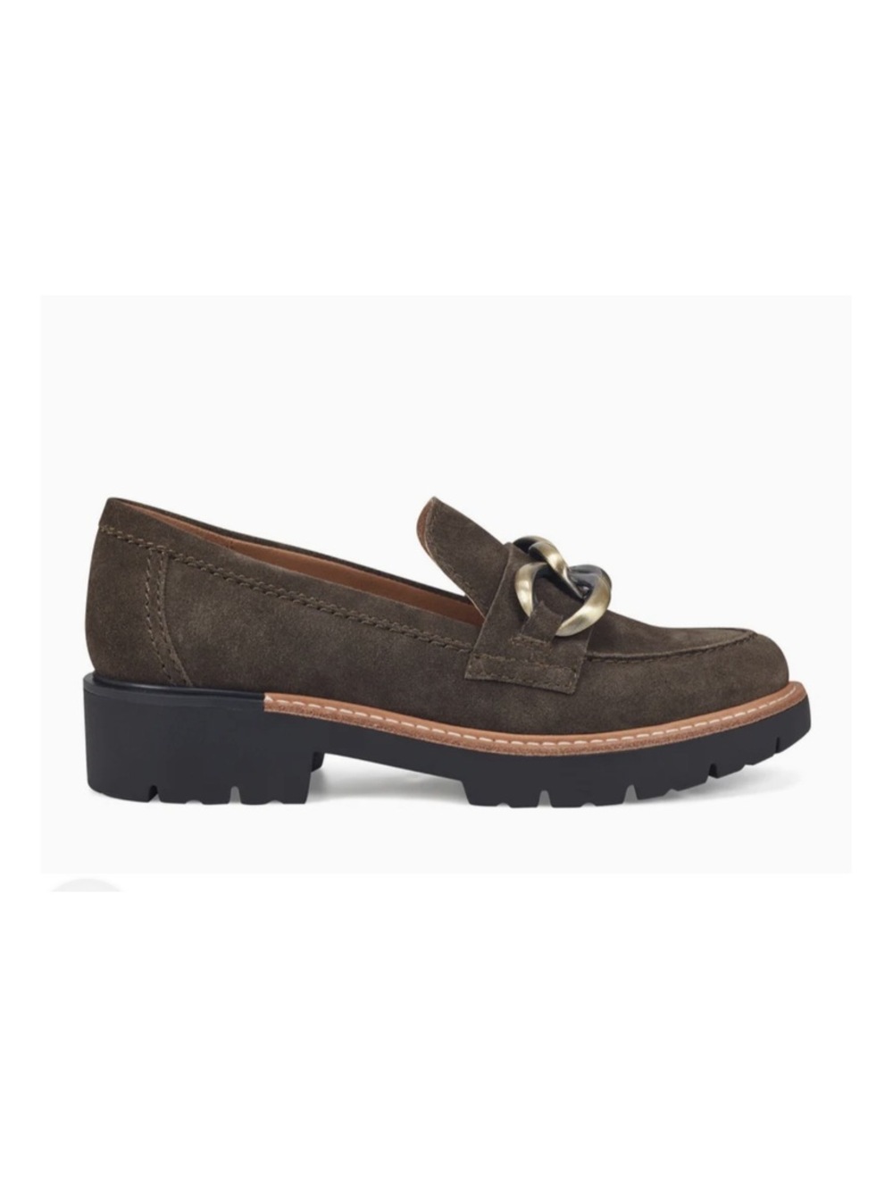 Dark Grey Suede Round Toe Lug Sole Casual Slip-on Loafers size 7.5 Brand New - Picture 3 of 8